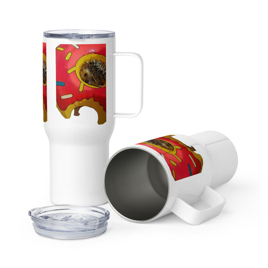 Hedgehog Donut Travel mug with a handle